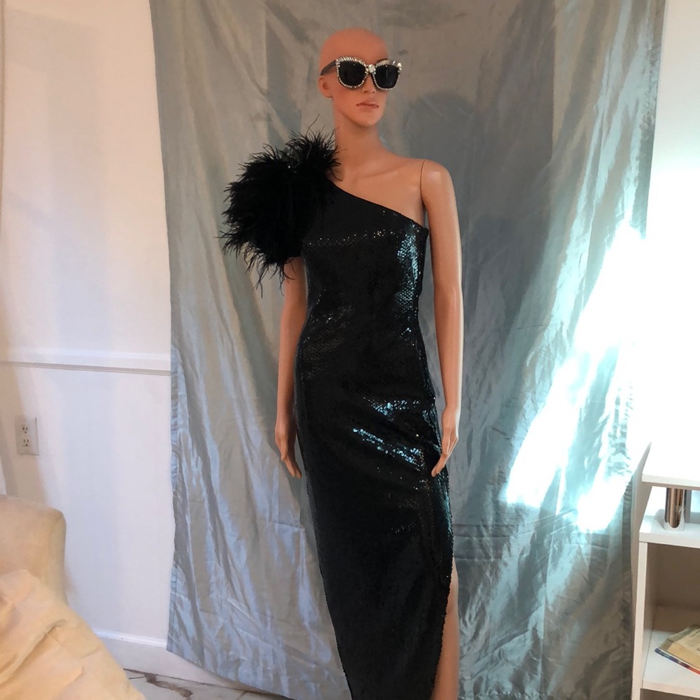 Lillie Rubin long sequin cocktail dress